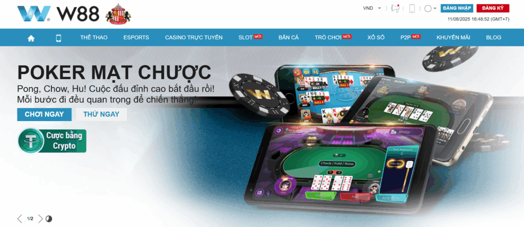 P2P W88 – Poker và Mạt chược trực tuyến, game bài đổi thưởng an toàn
